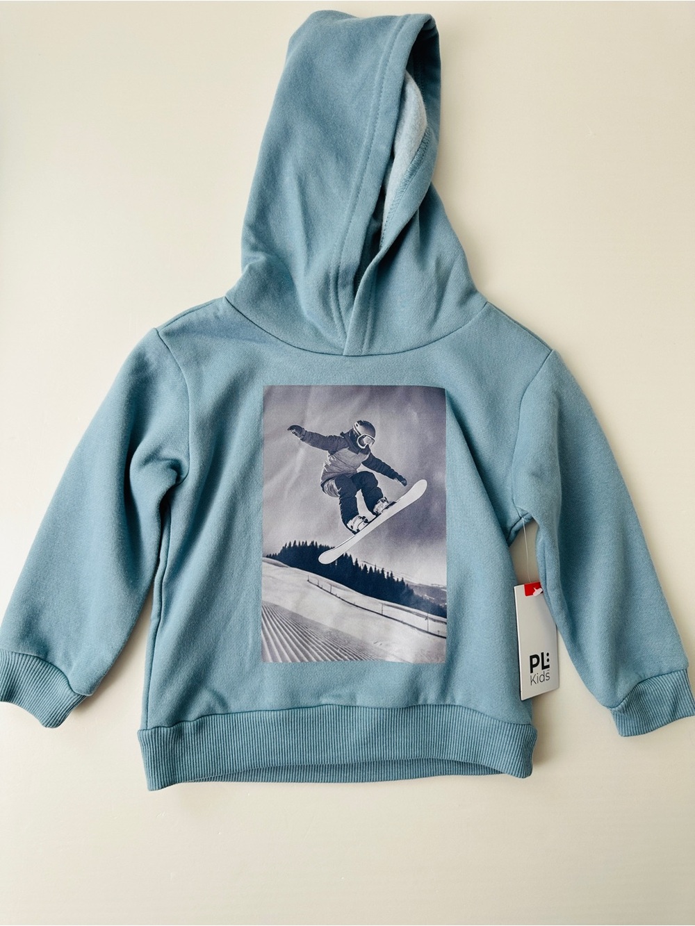 Petit Lem Light Blue Hooded Snowboard Graphic Sweatshirt